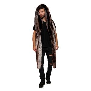FURROCIOUS FURR Men’s Faux Fur Luxury Brown Silver Tissavel Chinchilla Vest